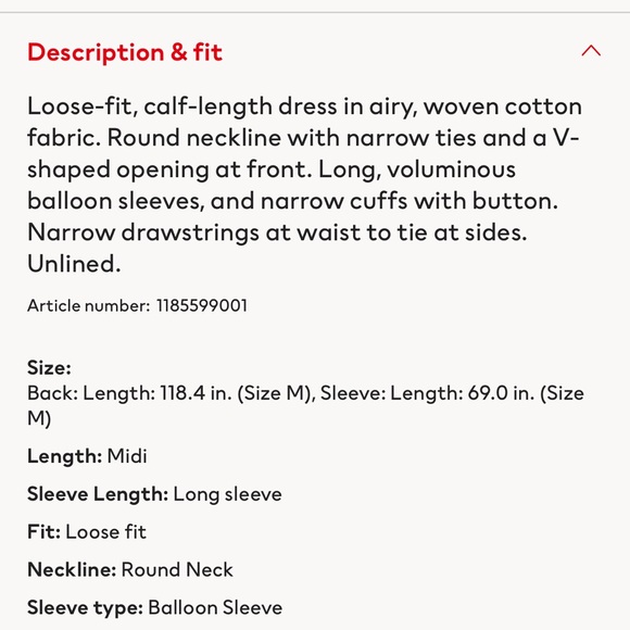 H&M NWT drawstring waist midi dress - Size M - Picture 8 of 8